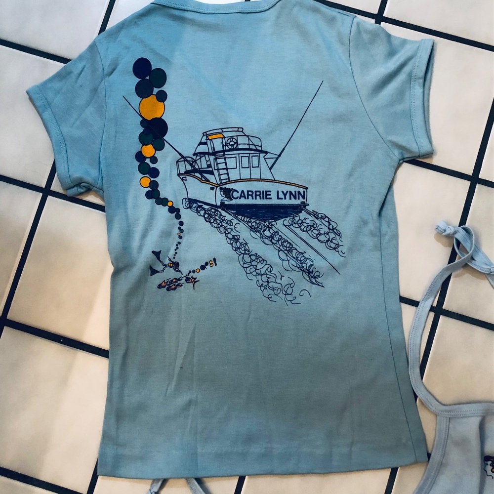 70’s Vintage Groovy Florida Keys Fishing Charter T-shirt Size Small